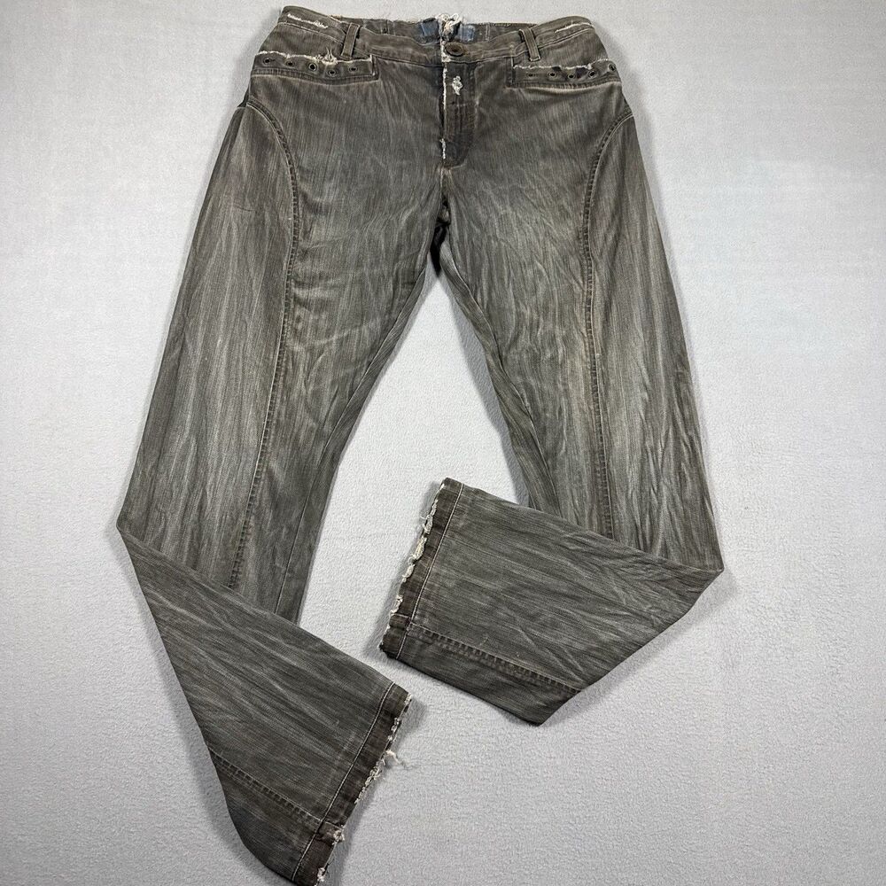 Vintage Y2K Just Cavalli Distressed Gray Flare Jeans Made in Italy Size 30